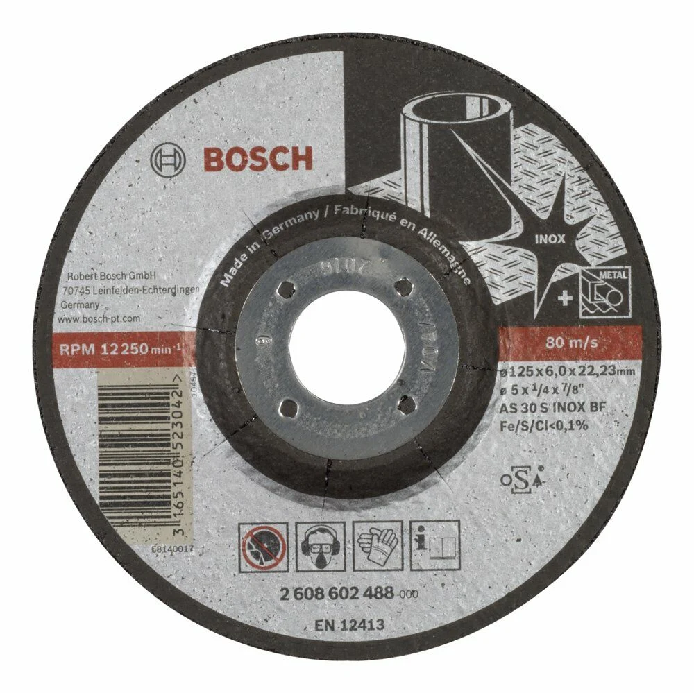 Bosch – 125*6,0 mm Expert Serisi Bombeli Inox (Paslanmaz Çelik) Taşlama Diski (Taş)