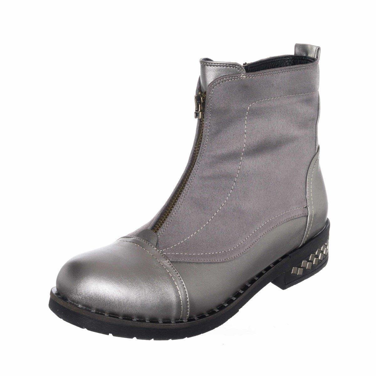 Büyük Numara Kadın BOT Fermuarlı K222-4 Gri