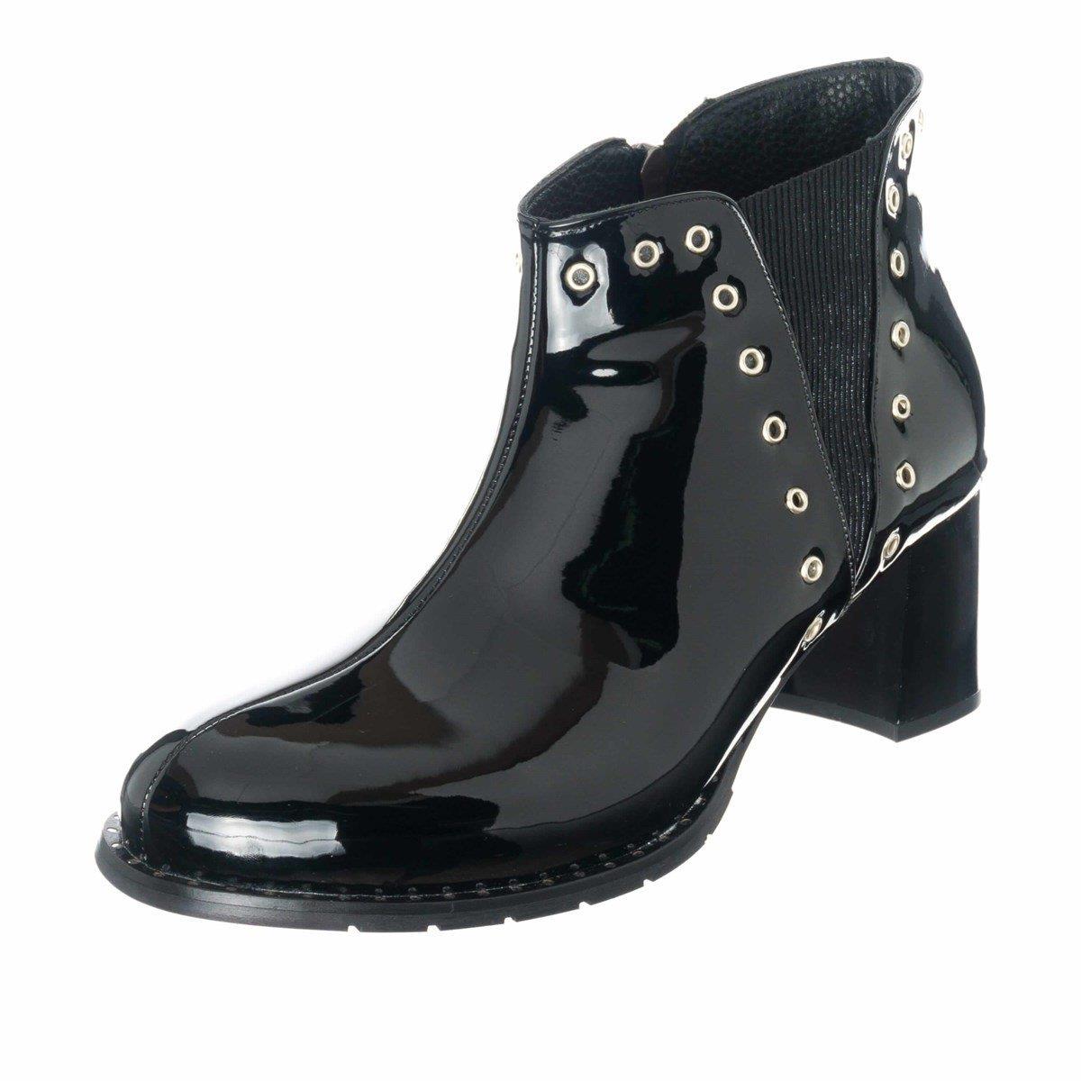 Büyük Numara Kadın Topuklu Fermuarlı BOT K268 Siyah