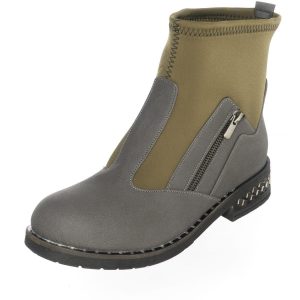 Büyük Numara Streçli Kadın BOT K606 Gri Haki