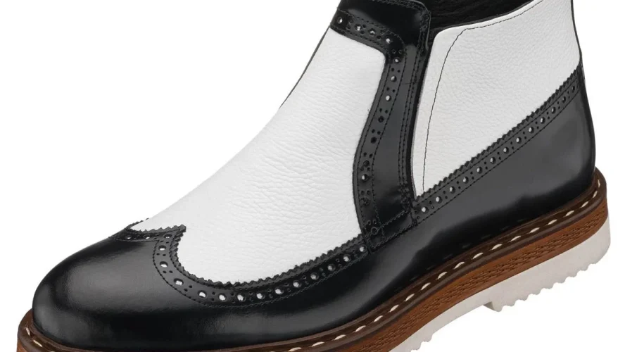 Büyük Numara Erkek Üst Kalite Deri Bot – AGS4007 Siyah Beyaz